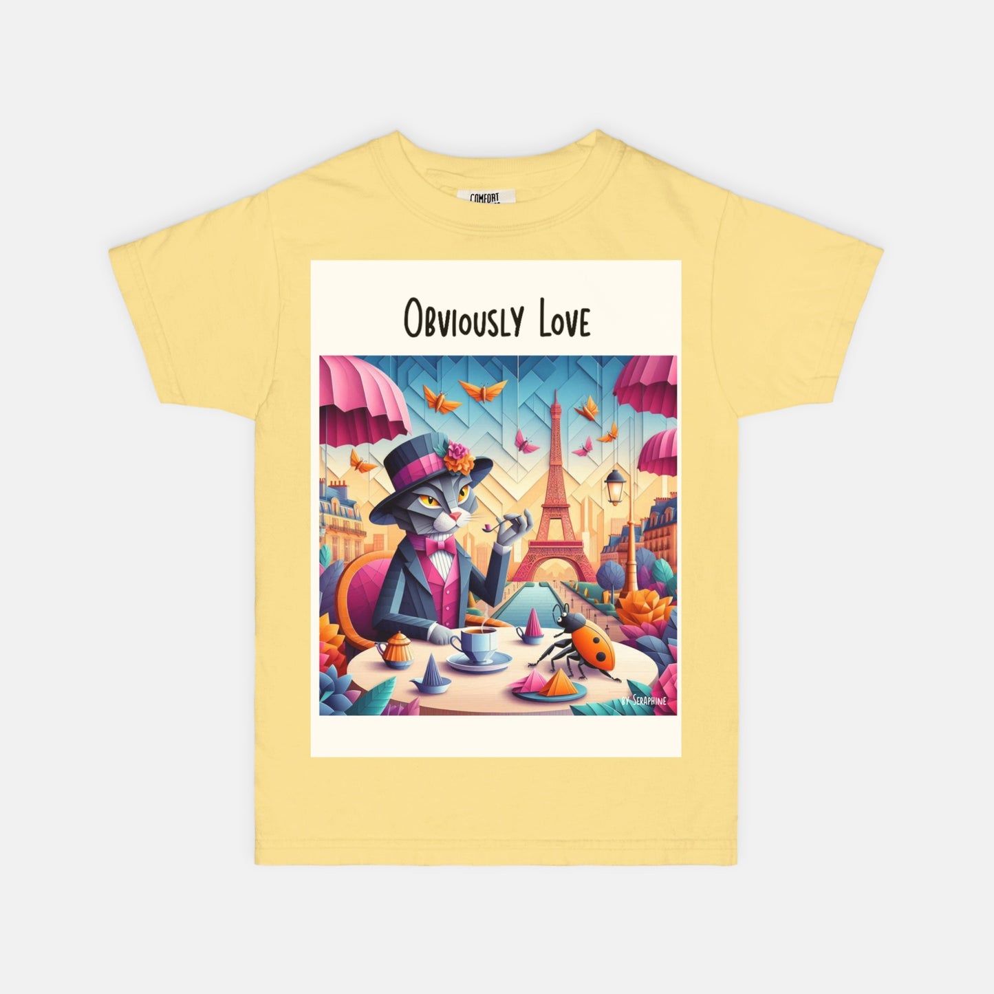Comfort Color Youth Tee 9018- A cat in Paris