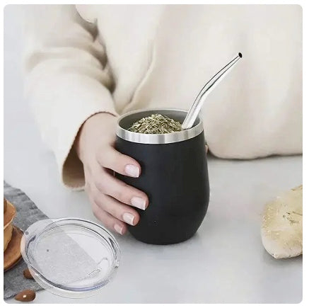 Bombilla Yerba Mate Gourd Set - BLACK