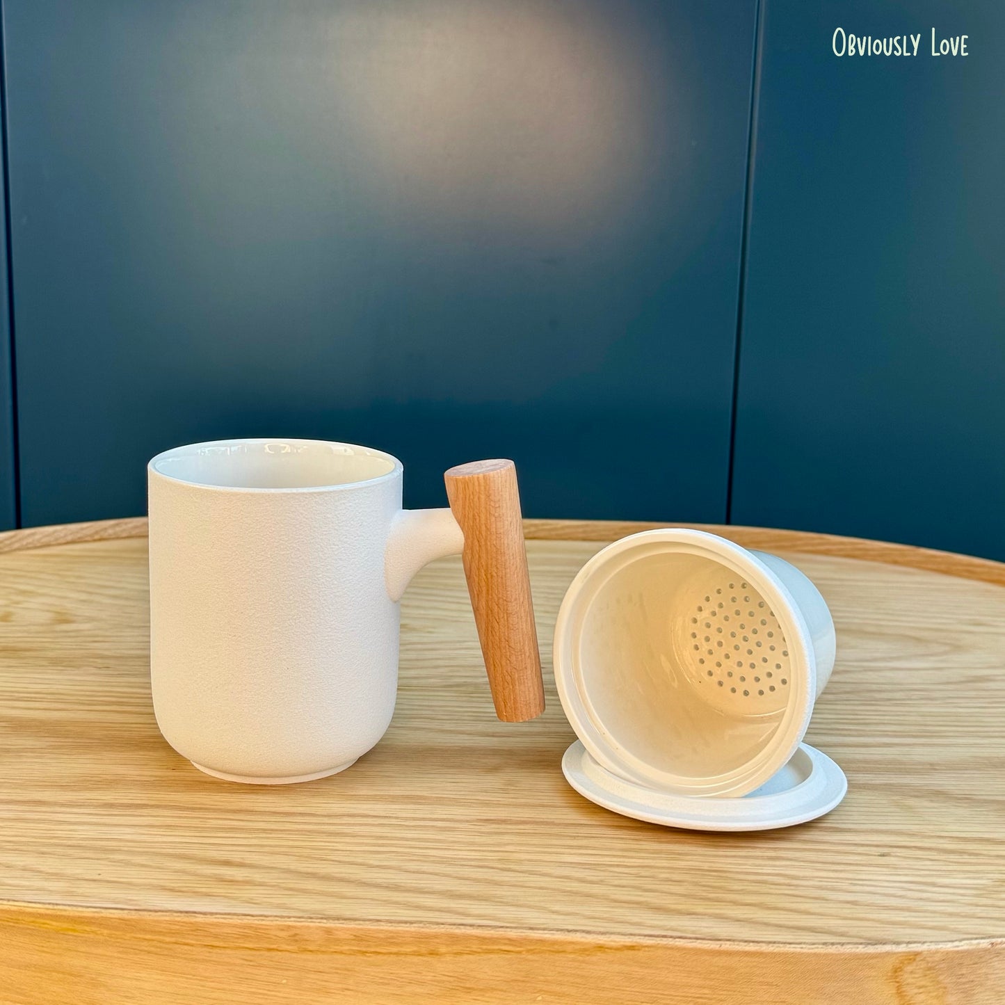 Ceramic Teacup with Lid and Filter - WHITE