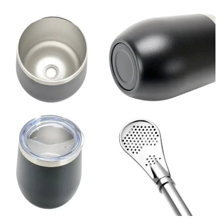 Bombilla Yerba Mate Gourd Set - BLACK