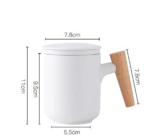 Ceramic Teacup with Lid and Filter - WHITE