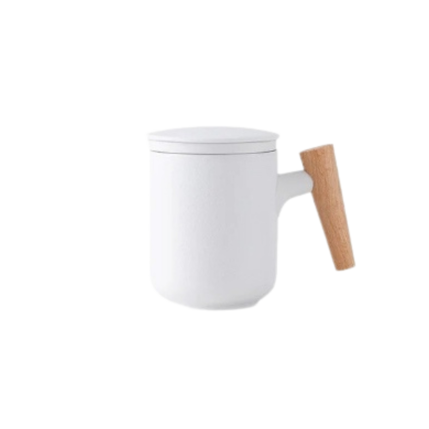 Ceramic Teacup with Lid and Filter - WHITE