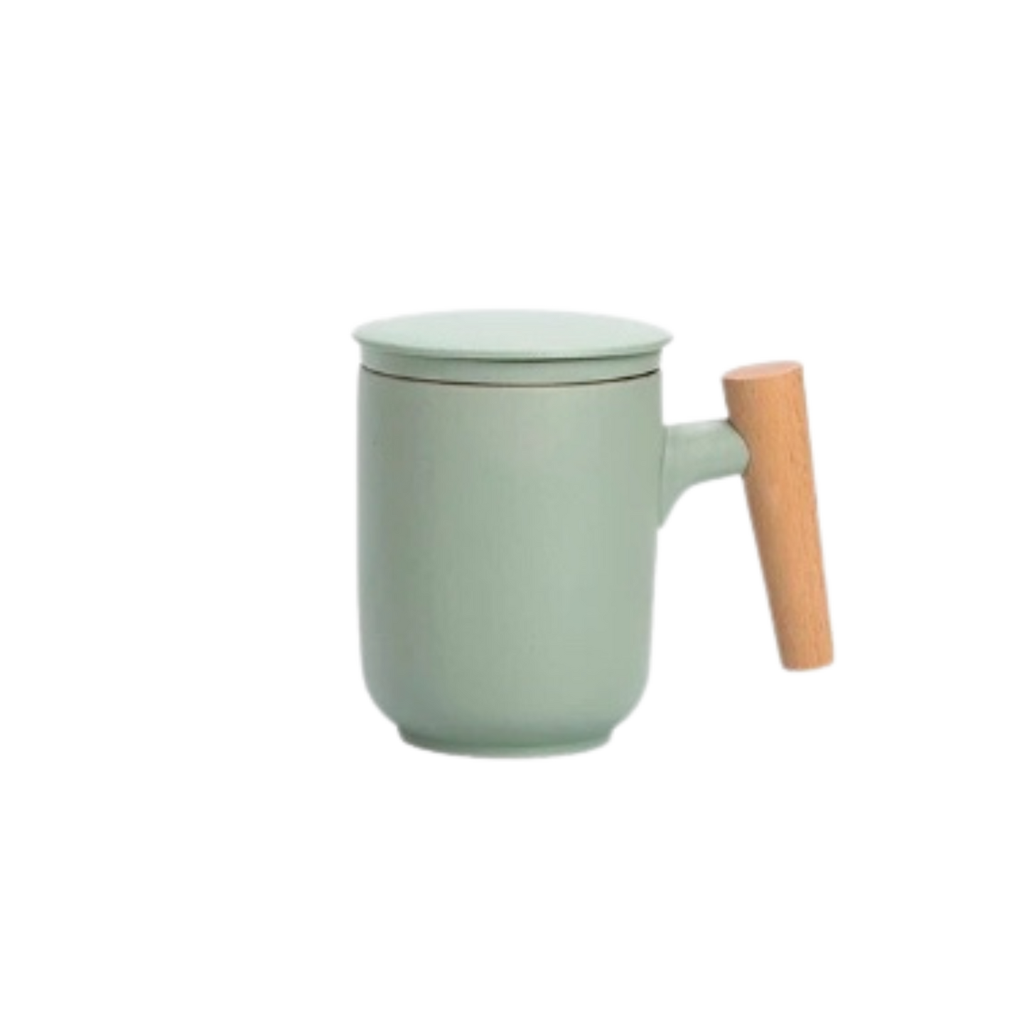 Ceramic Teacup with Lid and Filter - GREEN