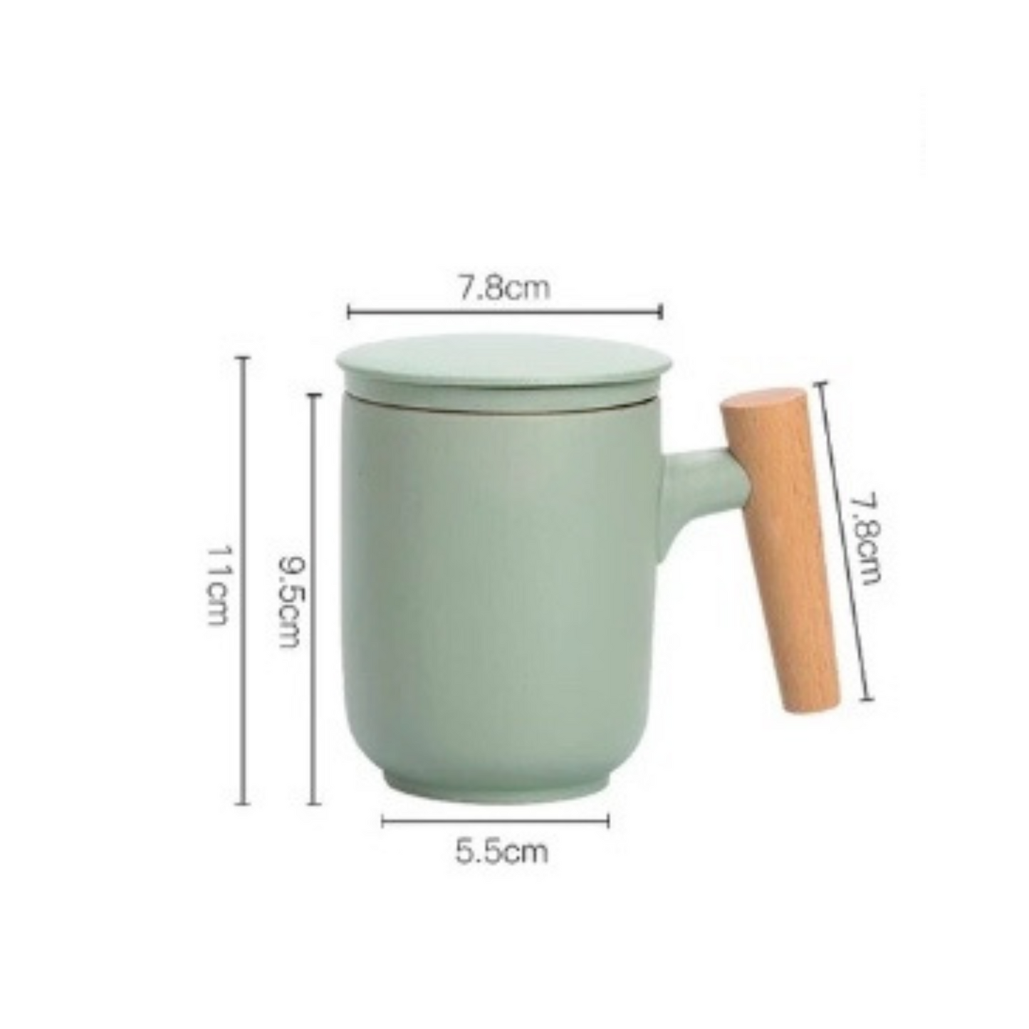 Ceramic Teacup with Lid and Filter - GREEN