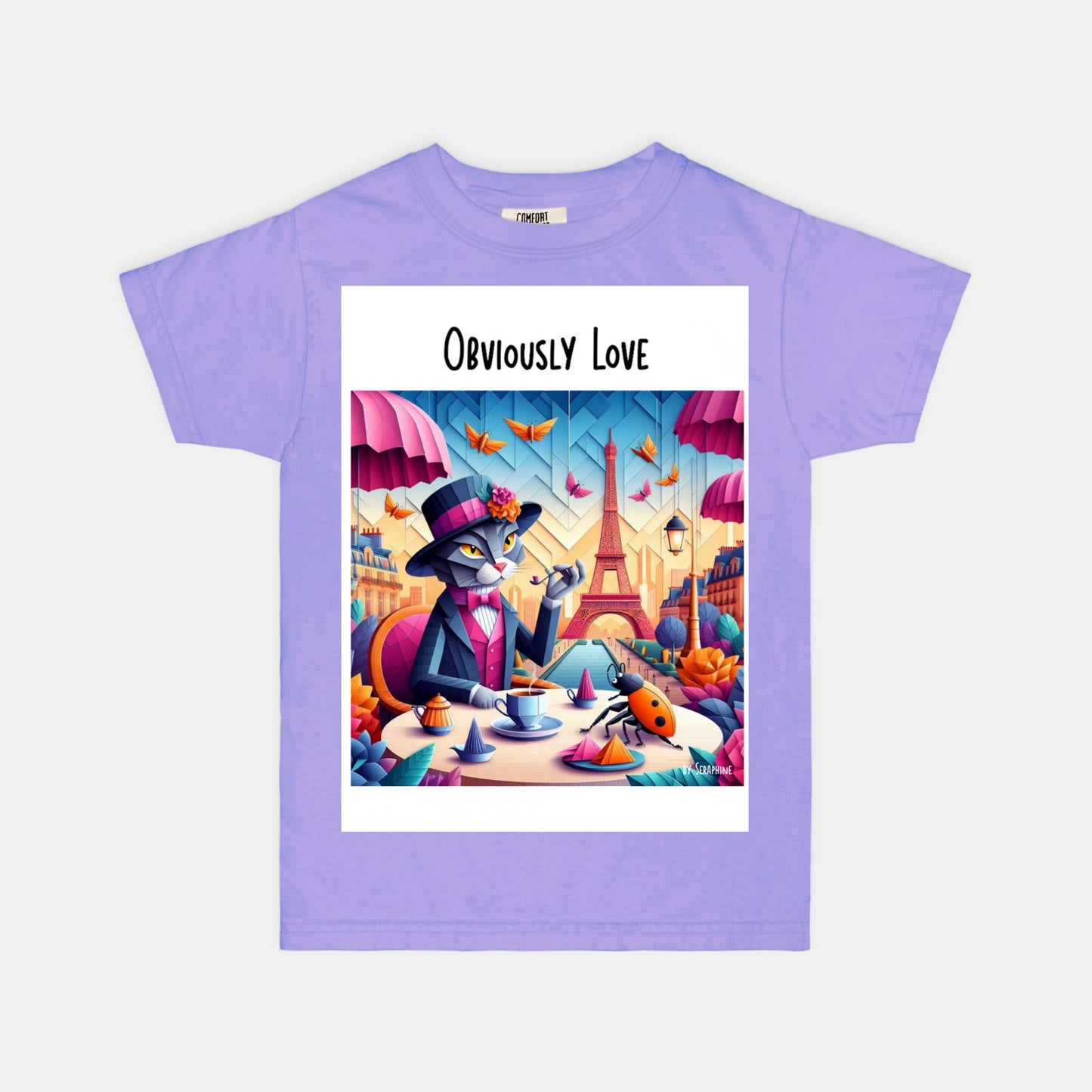 Comfort Color Youth Tee 9018- A cat in Paris