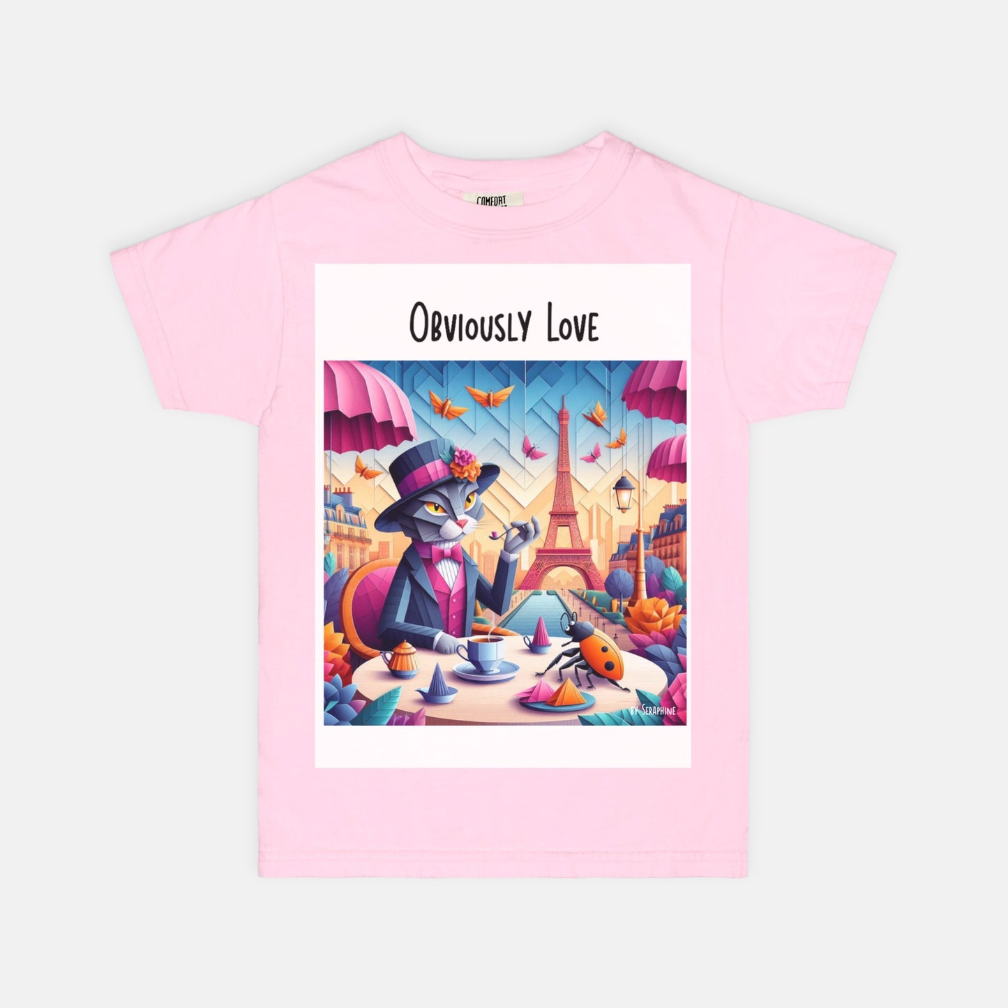 Comfort Color Youth Tee 9018- A cat in Paris