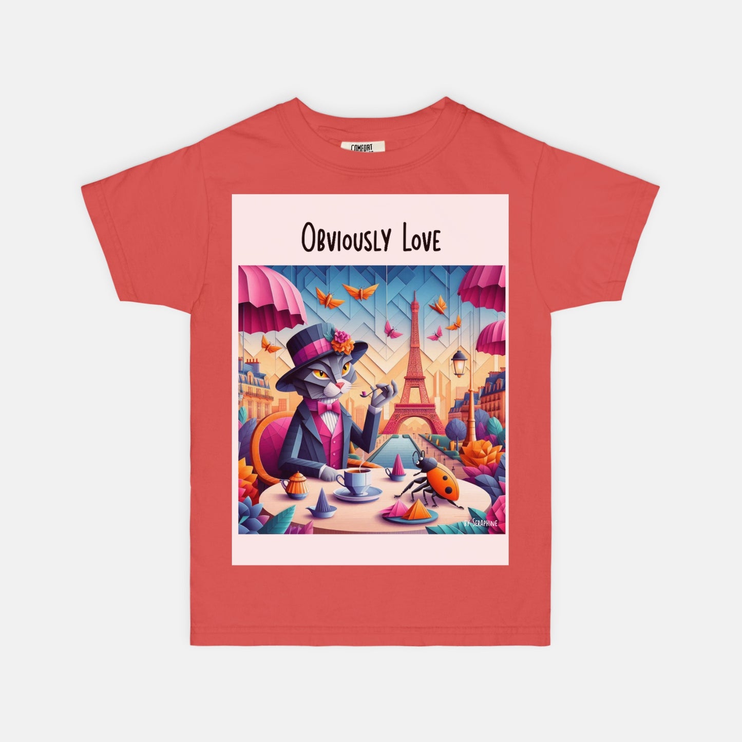 Comfort Color Youth Tee 9018- A cat in Paris